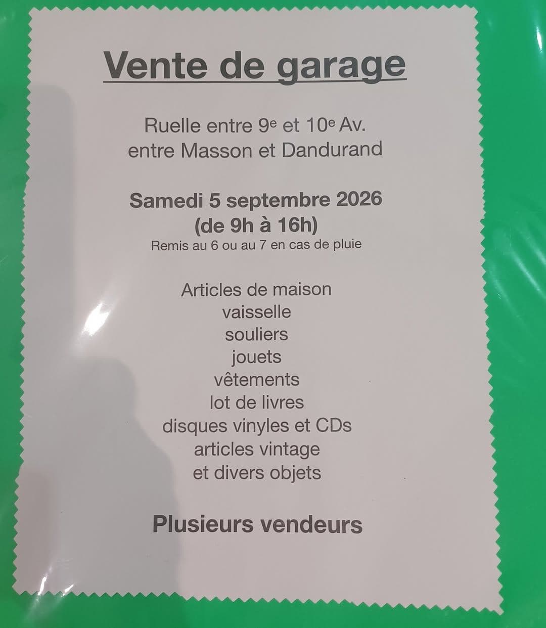 Vente de garage