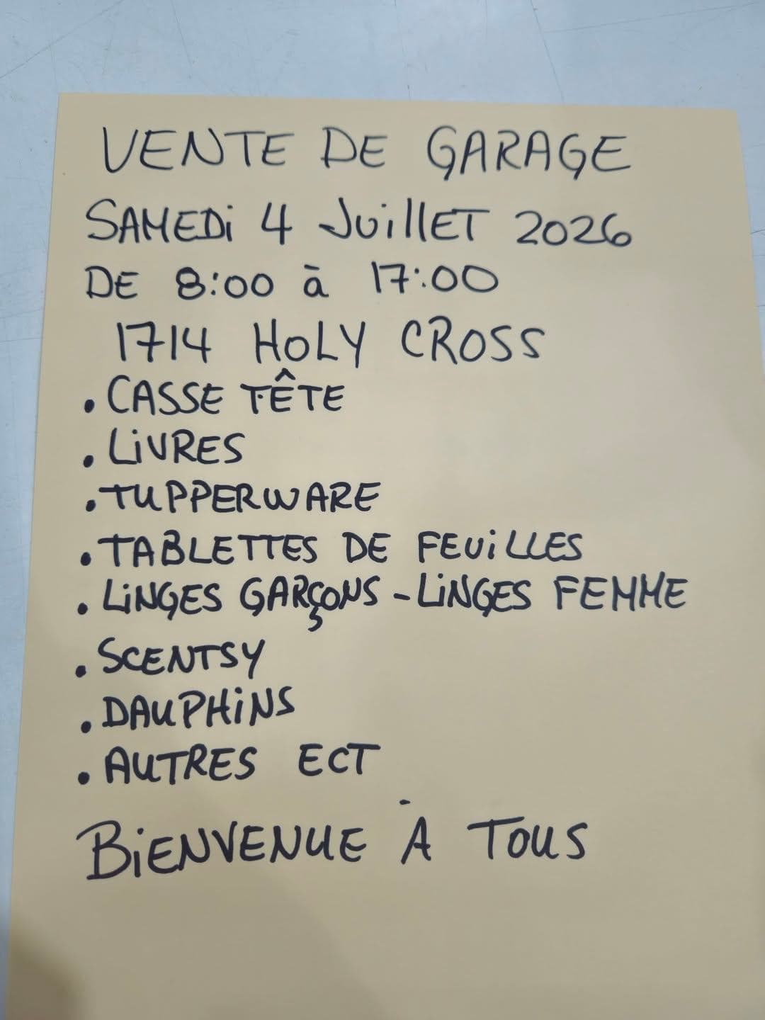 Vente de garage